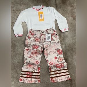 NWT Girl’s GIMOS 2 piece 100% Cotton Pants and Turtleneck Size 4T